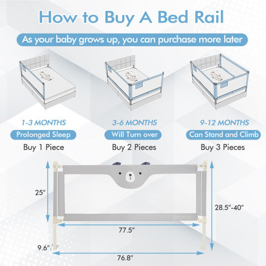 Vertical Lifting Baby Bedrail Guard with Double Safety Child Lock