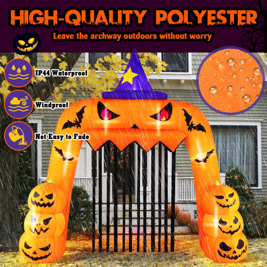 Halloween Inflatable Pumpkin Archway with Stakes and Water Bags