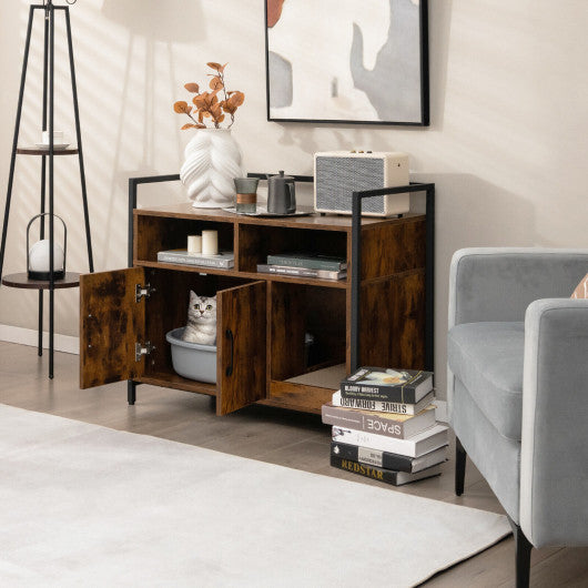 Hidden Cat Washroom with Double Doors and Scratch Cardboard-Coffee