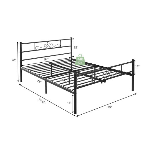 Twin/Full/Queen Size Metal Bed Frame with Headboard and Footboard-Full Size