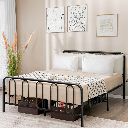 Full/Queen Size Metal Bed Frame with Headboard and Footboard-Queen Size