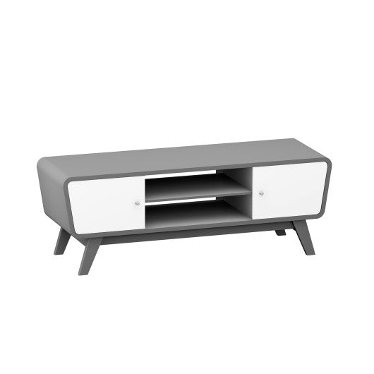 Sliding Door TV Stand with Adjustable Shelf for TVs up to 55 Inch-Gray