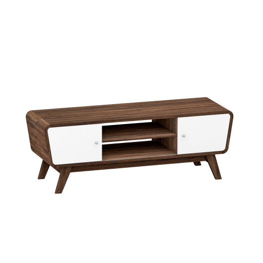 Sliding Door TV Stand with Adjustable Shelf for TVs up to 55 Inch-Walnut
