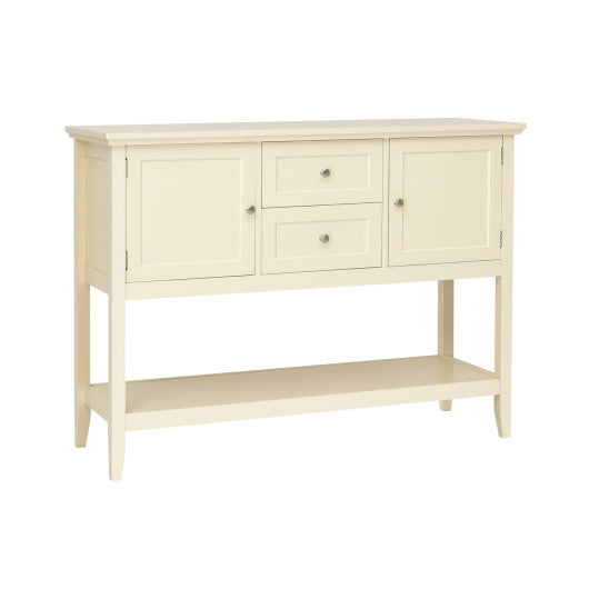 Wooden Sideboard Buffet Console Table with Drawers and Storage-Beige