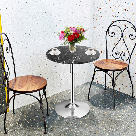 360° Swivel Cocktail Pub Table with Sliver Leg and Base-Black