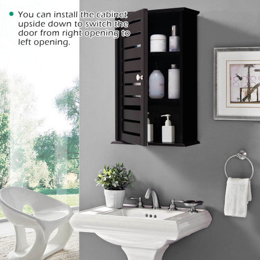 Wall Mount Medicine Cabinet Multifunction Storage Organizer-Dark Brown