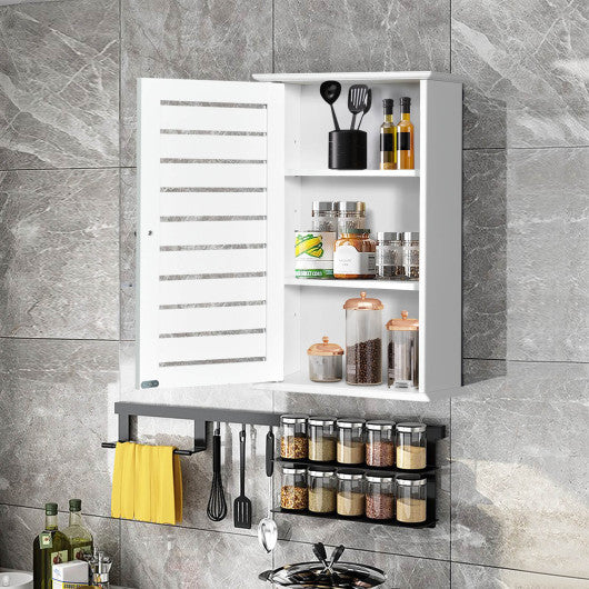 Wall Mount Medicine Cabinet Multifunction Storage Organizer-White