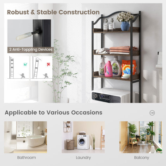 3-Tier Over-The-Toilet Bathroom Spacesaver Storage Rack-Black