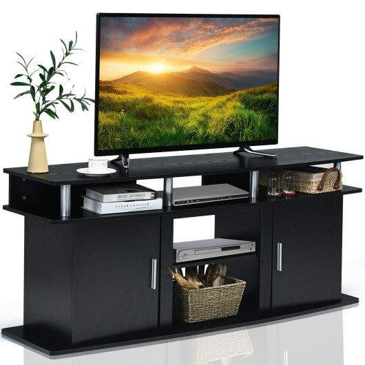 63 Inch TV Entertainment Console Center with 2 Cabinets-Black