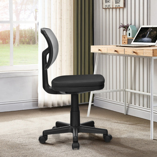 Armless Computer Chair Height-Adjustable with Breathable Mesh for Home Office-Black