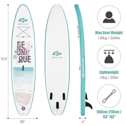 10.5 ft Inflatable Stand Up Paddle Board Surfboard with Aluminum Paddle Pump-10.5 ft