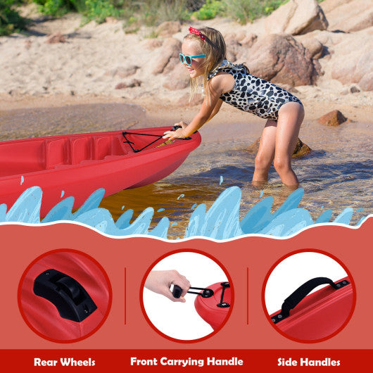 6 Feet Youth Kids Kayak with Bonus Paddle and Folding Backrest for Kid Over 5-Red