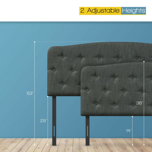 Faux Linen Headboard with Adjustable Heights-Dark Gray
