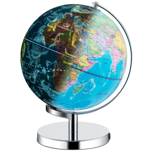 3-in-1 Illuminated World Globe with Stand and 88 Constellations