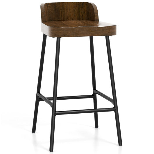 Industrial 24.5 Inches Bar Stool with Backrest and Saddle Seat-Rustic Brown