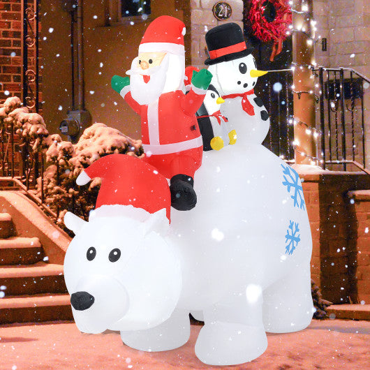 6 Ft Christmas Inflatable with Lights Animated Santa Penguin and Snowman