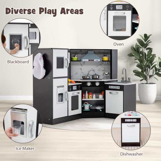 Kids Corner Pretend Kitchen Playset with Separated Washing Basin-Coffee
