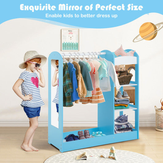 Kids Dress Up Storage with Mirror-Blue