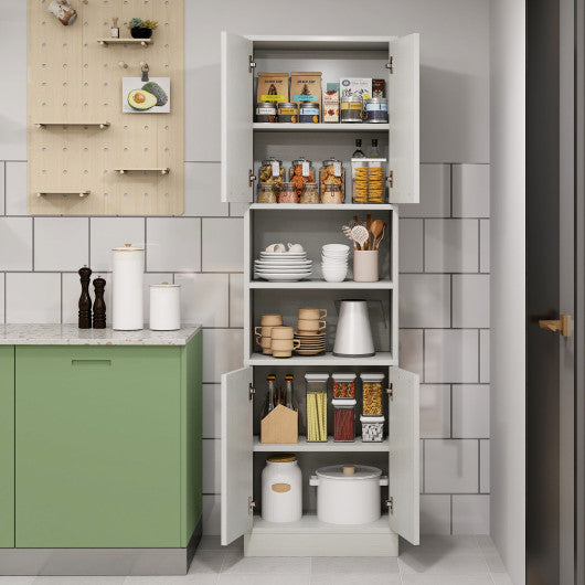75 Inch Kitchen Pantry Cabinet Tall Cupboard with Doors and Shelves-White Oak