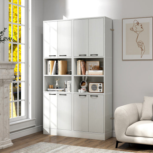 75 Inch Kitchen Pantry Cabinet Tall Cupboard with Doors and Shelves-White Oak