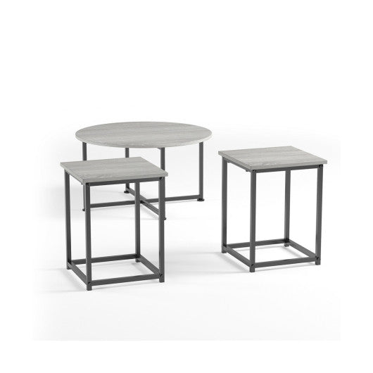 3-Piece Modern Faux Marble Coffee Table Set for Living Room-Natural