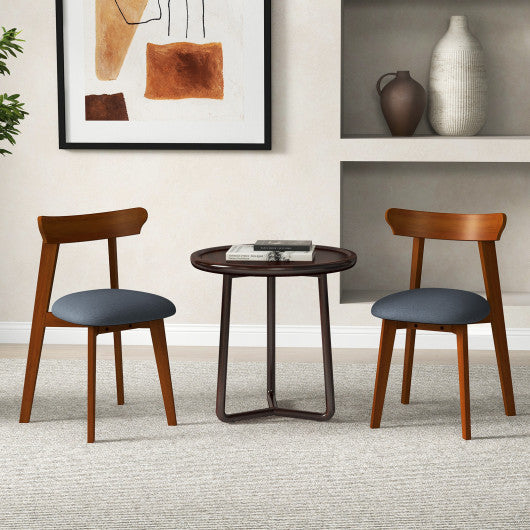 Mid-Century Modern Kitchen Chairs with Rubber Wood Frame and Padded Seat-Walunt