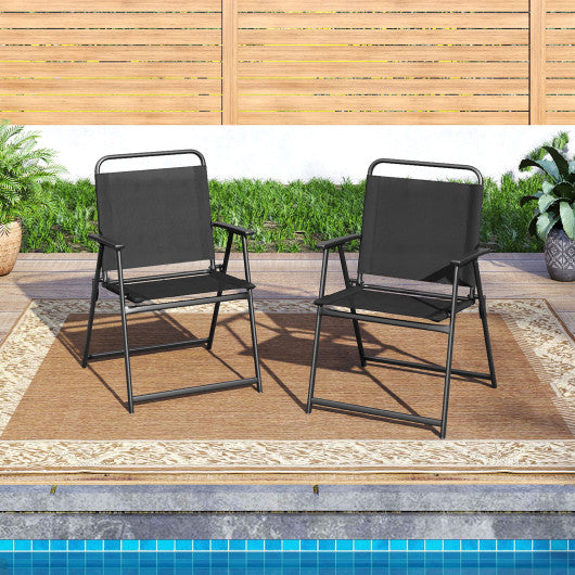 Set of 2/4/6 Outdoor Folding Chairs with Breathable Seat-Set of 2