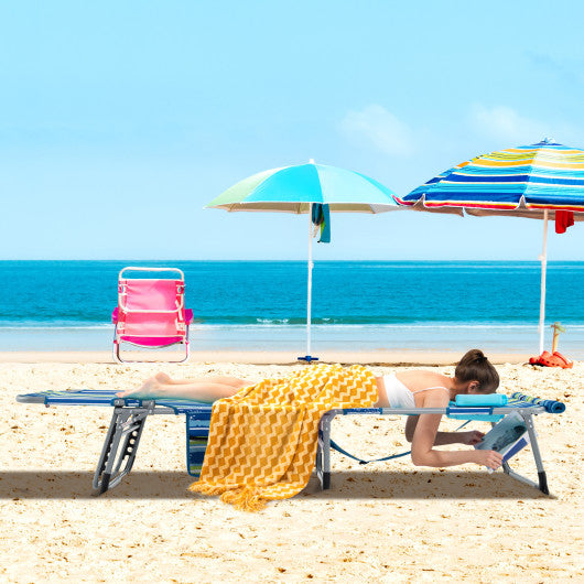 5-position Outdoor Folding Chaise Lounge Chair-Blue and Green