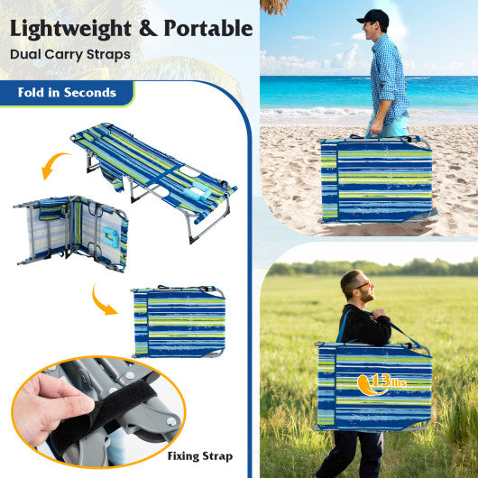 5-position Outdoor Folding Chaise Lounge Chair-Blue and Green