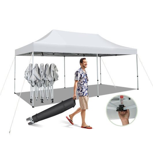 10 x 20 Feet Outdoor Pop-Up Patio Folding Canopy Tent-White