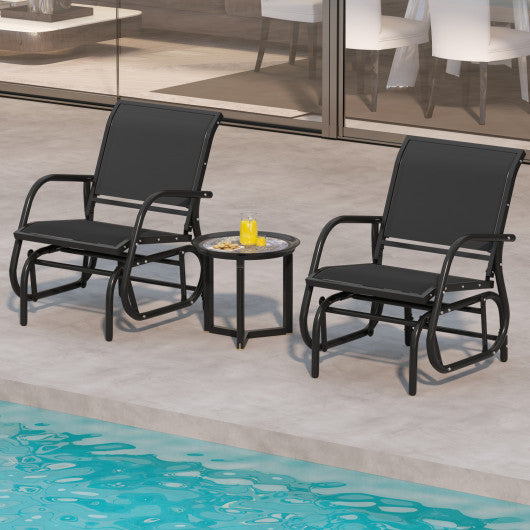 Outdoor Single Swing Glider Rocking Chair with Armrest-Black