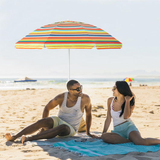 6.5 Feet Patio Beach Umbrella with Waterproof Polyester Fabric-Orange