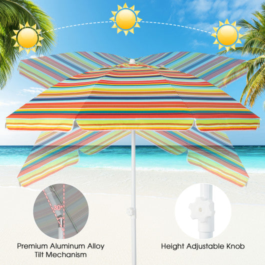 6.5 Feet Patio Beach Umbrella with Waterproof Polyester Fabric-Orange