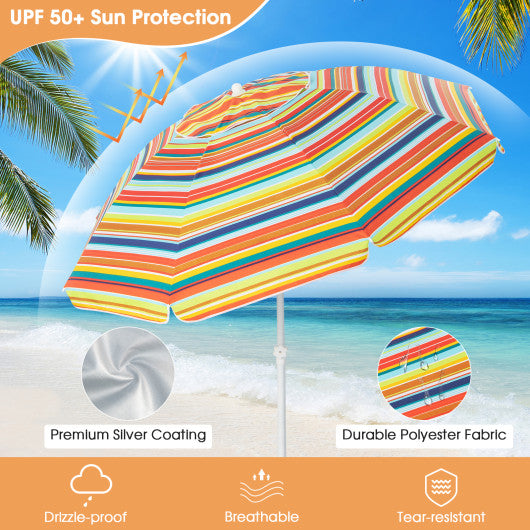 6.5 Feet Patio Beach Umbrella with Waterproof Polyester Fabric-Orange