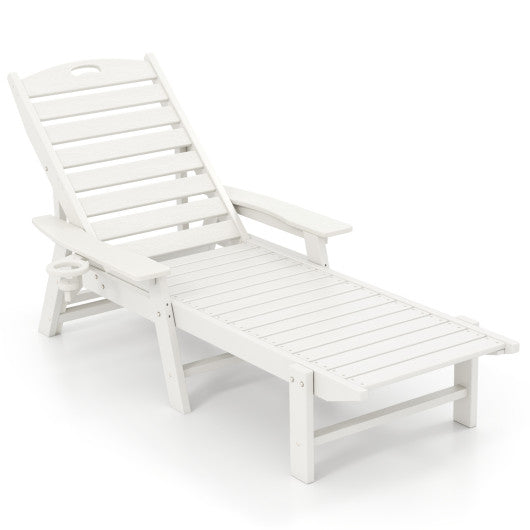 Patio Chaise Lounge Chair with 4 Position Backrest-White