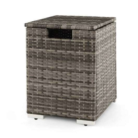 2-in-1 Patio Rattan Gas Propane Tank Cover for 20 lbs Propane Tanks-Gray