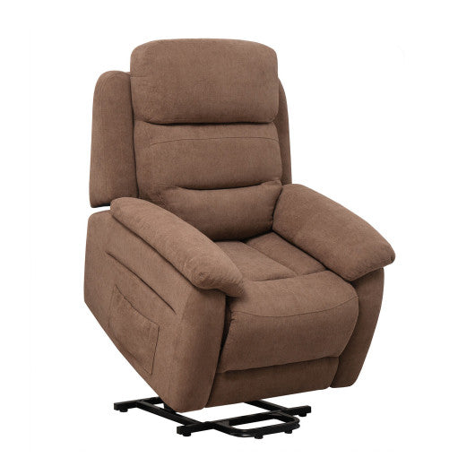 Power Lift Recliner Sofa with Side Pocket and Remote Control-Brown