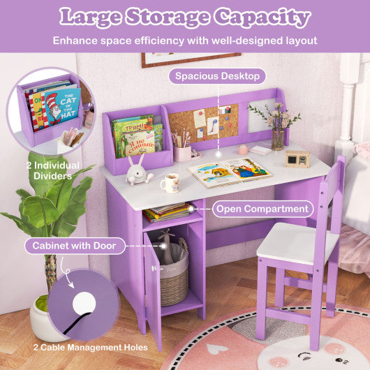 Kids Table and Chair Set for Arts Crafts Homework Home School-Purple