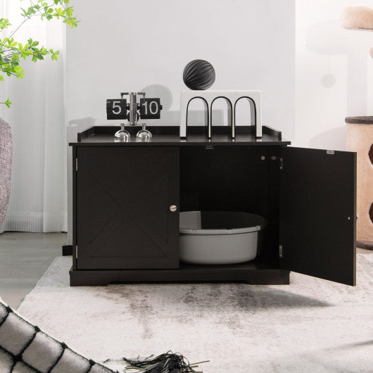 Large Wooden Cat Litter Box Enclosure with the Storage Rack-Coffee