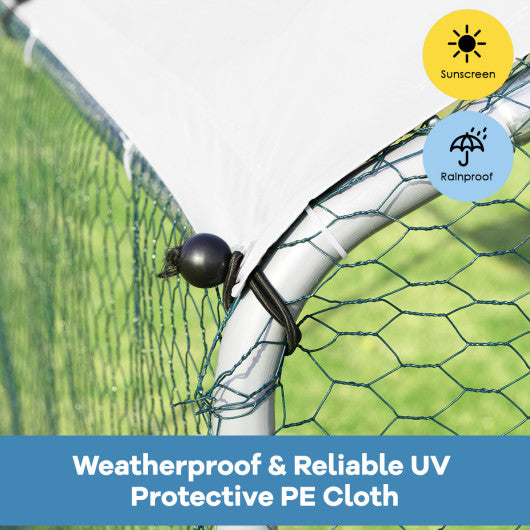 26.2 x 9.5 ft Large Walk-In Chicken Coop with Roof Cover