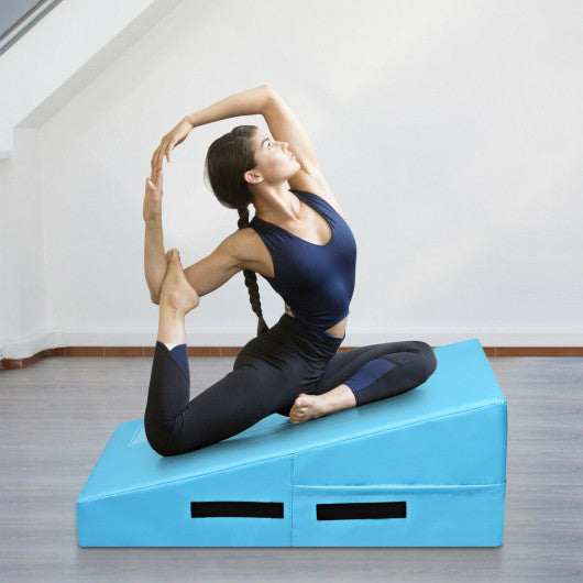 Incline Gymnastics Mat Wedge Ramp Gym Tumbling Exercise Mat-Blue