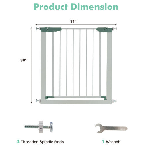 30-32.5 Inch Wide Safety Gate with 30 Inch Scientific Height for Baby and Pet-White