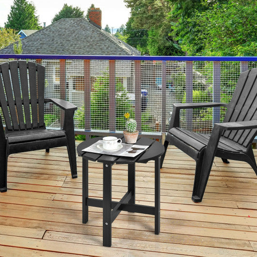 18 Inch Patio Round Side Wooden Slat End Coffee Table for Garden-Black