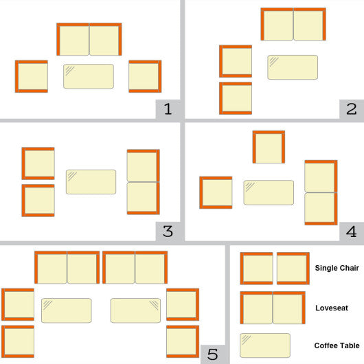 4 Pieces Comfortable Outdoor Rattan Sofa Set with Glass Coffee Table-Beige & Red
