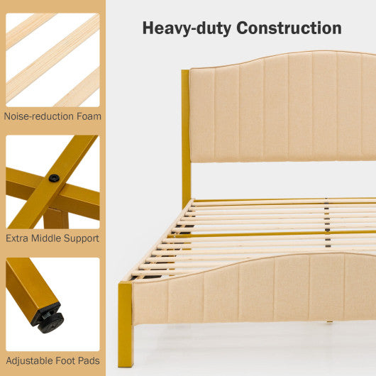 Full/Queen Size Upholstered Bed Frame with Quilted Headboard-Full Size