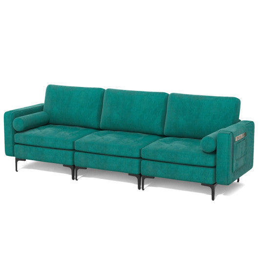 3-Seat Sofa Sectional with Side Storage Pocket and Metal Leg-3-Seat