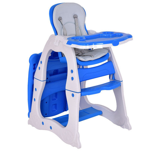 3 in 1 Infant Table and Chair Set Baby High Chair-Blue