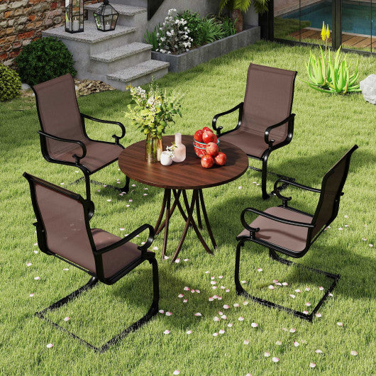 Set of 2 Patio Chairs with Quick-drying and Breathable Fabric for Backyard-Brown