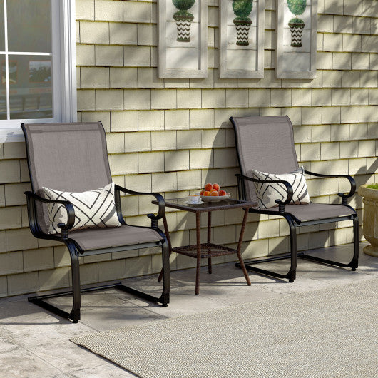 Set of 2 Patio Chairs with Quick-drying and Breathable Fabric for Backyard-Gray
