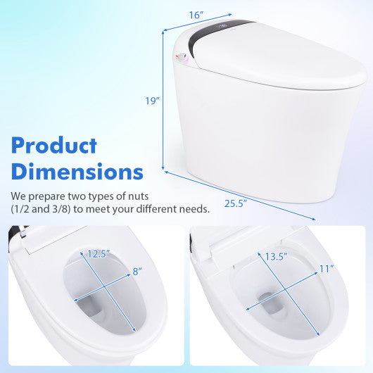 One-Piece Elongated Smart Toilet Bidet 1.28 GPF Dual-flush